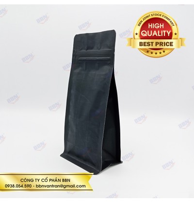 Túi đáy bằng pocket zipper đen mờ 250g (50 túi)
